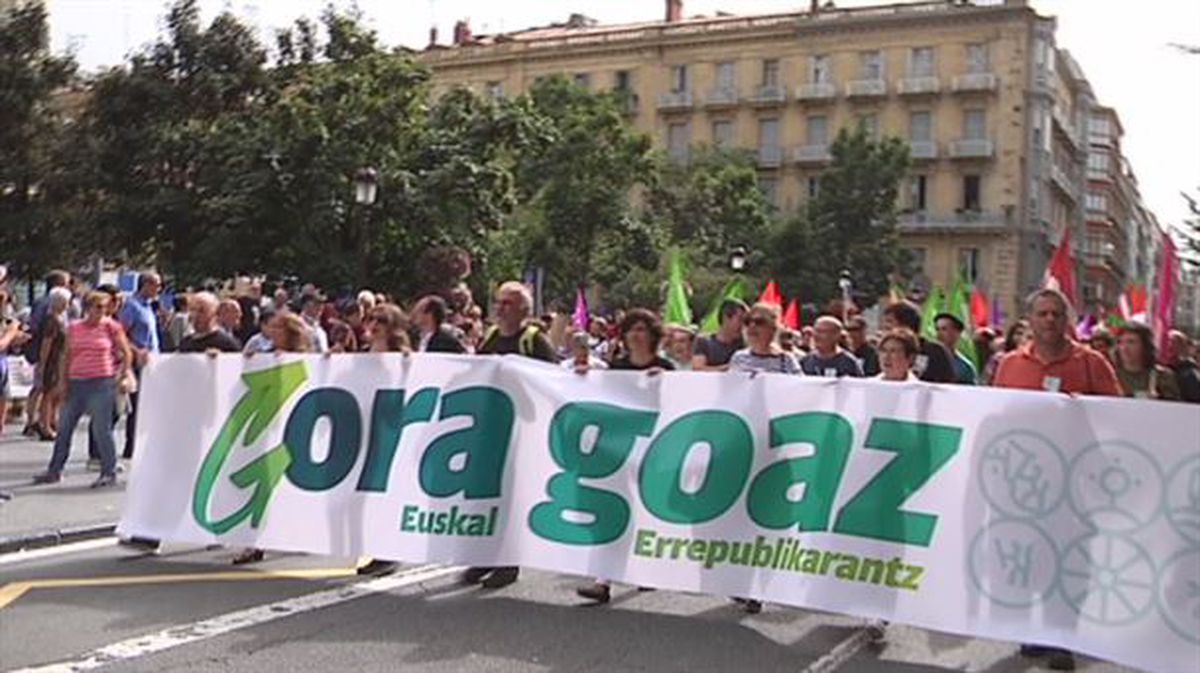 Manifestación a favor de la independencia, en Donostia.
