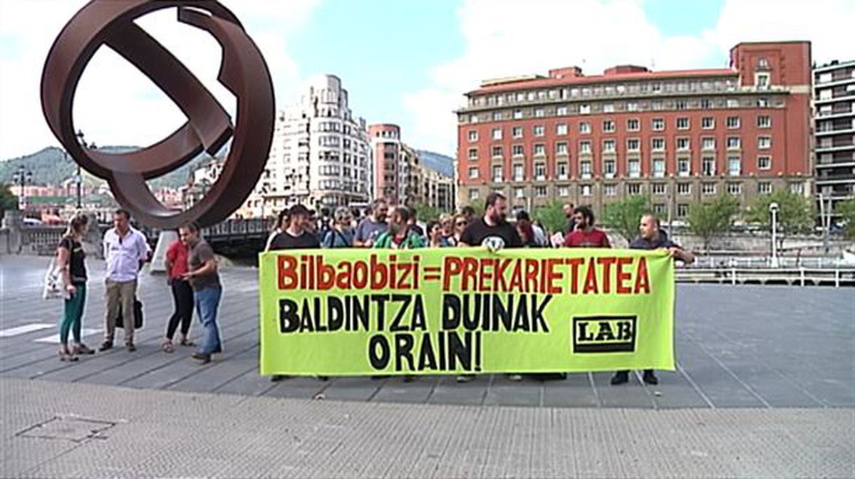 Imagen de la protesta, tomada de un vídeo de EiTB.