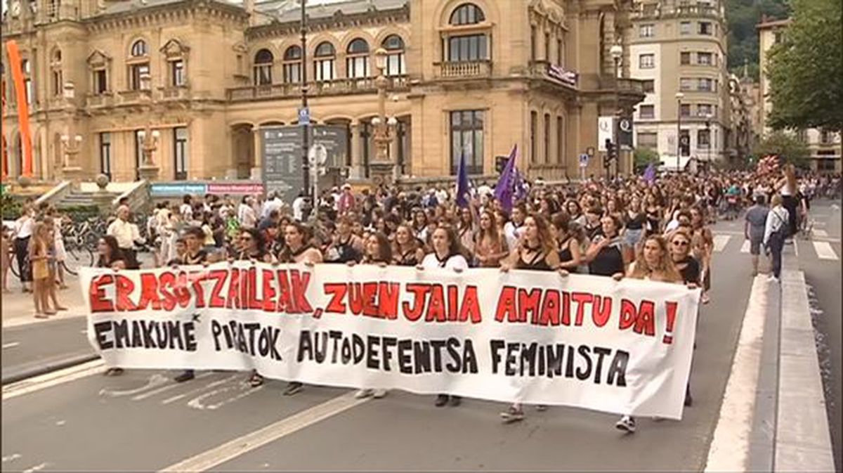Imagen de la manifestación, tomada de un vídeo de ETB.