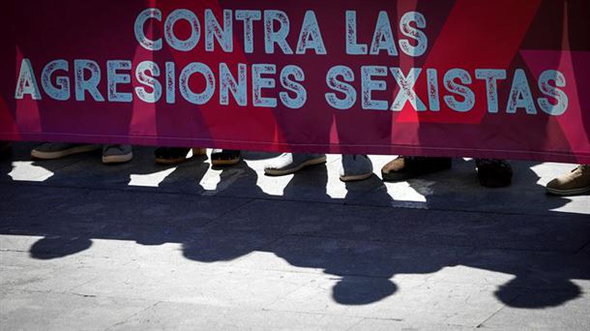 Imagen de la concentración contra las agresiones sexistas en San Sebastián