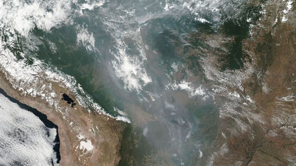 Imagen del incendio del Amazonas. Foto: NASA.