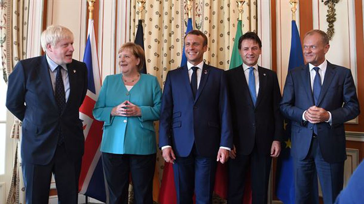 Johnson, Merkel,Macron, Conte eta Tusk.