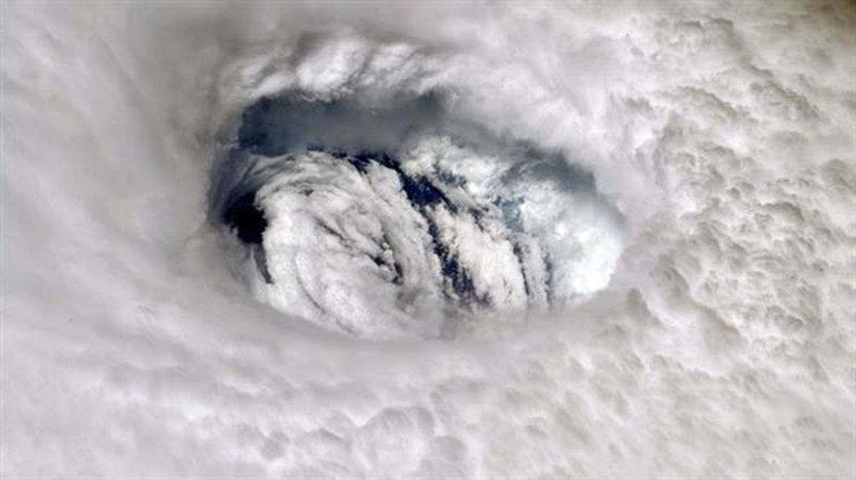 Hurricane Dorian's eye seen from the International Space Station