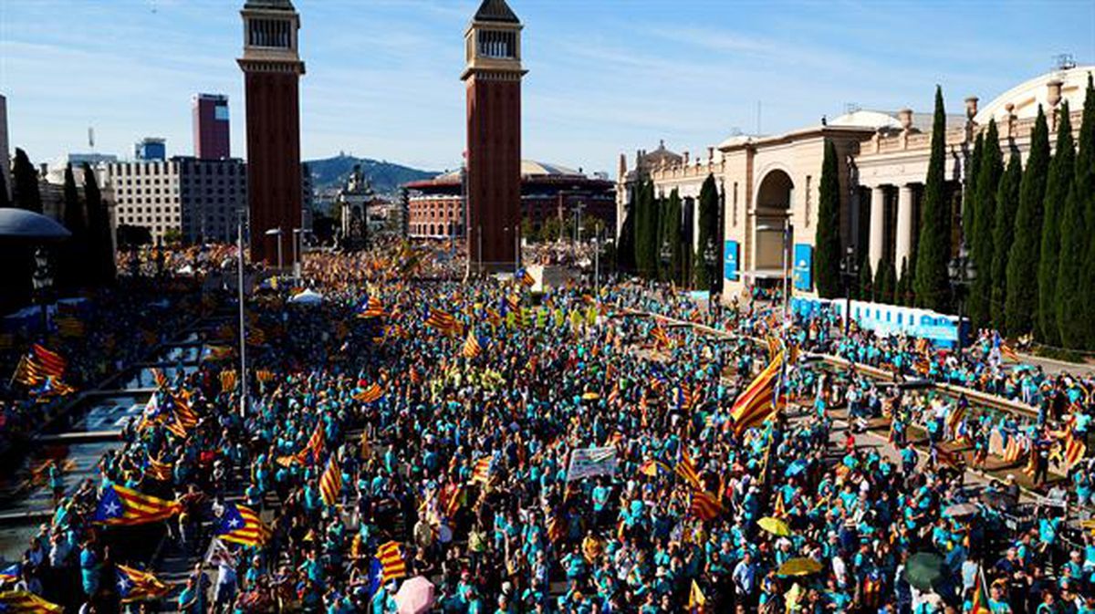 Manifestación de la Diada en Cataluña. Foto: EFE