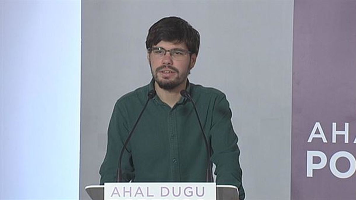 El secretario general de Podemos Euskadi, Lander Martínez. Imagen obtenida de un vídeo de EiTB.