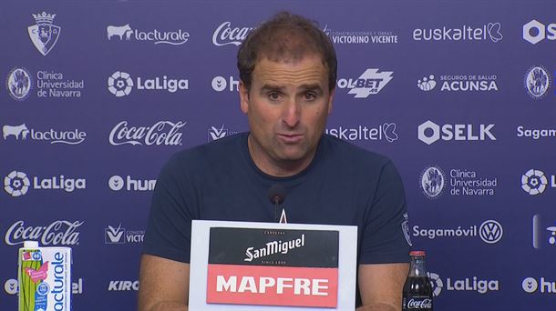 El entrenador de Osasuna Jagoba Arrasate en la rueda de prensa posterior el empate contra el Betis. 