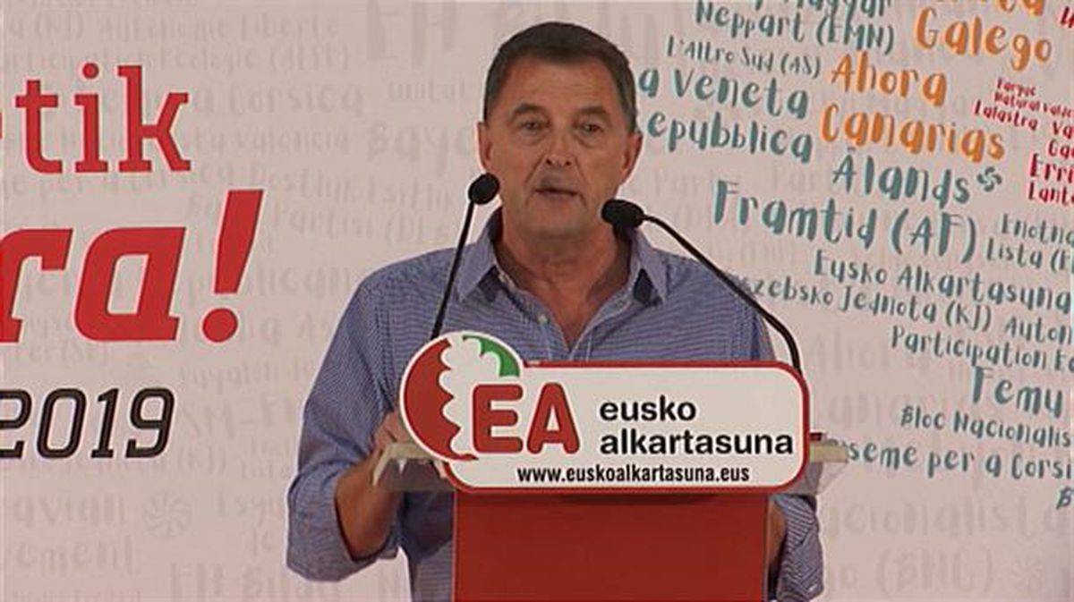 El secretario general en funciones de EA, Joseba Gezuraga. Imagen obtenida de un vídeo de EiTB.