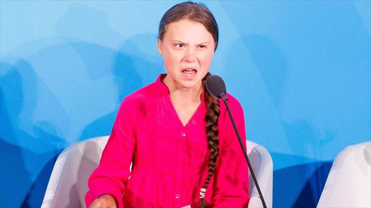 Greta Thunberg, NBEren egoitzan, New Yorken. Argazkia: Efe