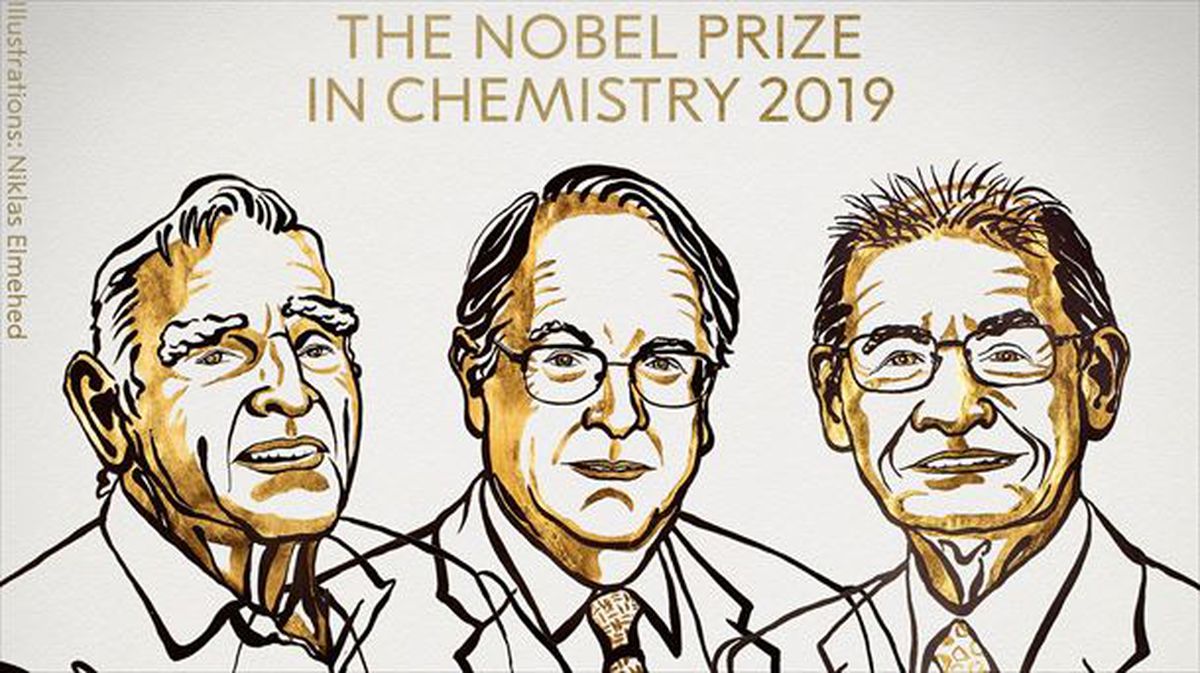 Goodenough, Whittingham y Yoshino, Nobel de Química 2019. Foto: @thenobelprize (Twitter). 