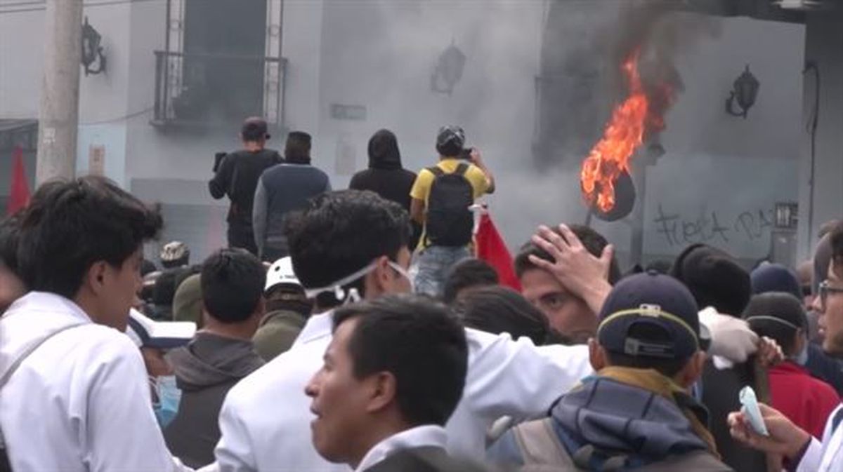 Manifestantes, en una de las protestas en Quito.