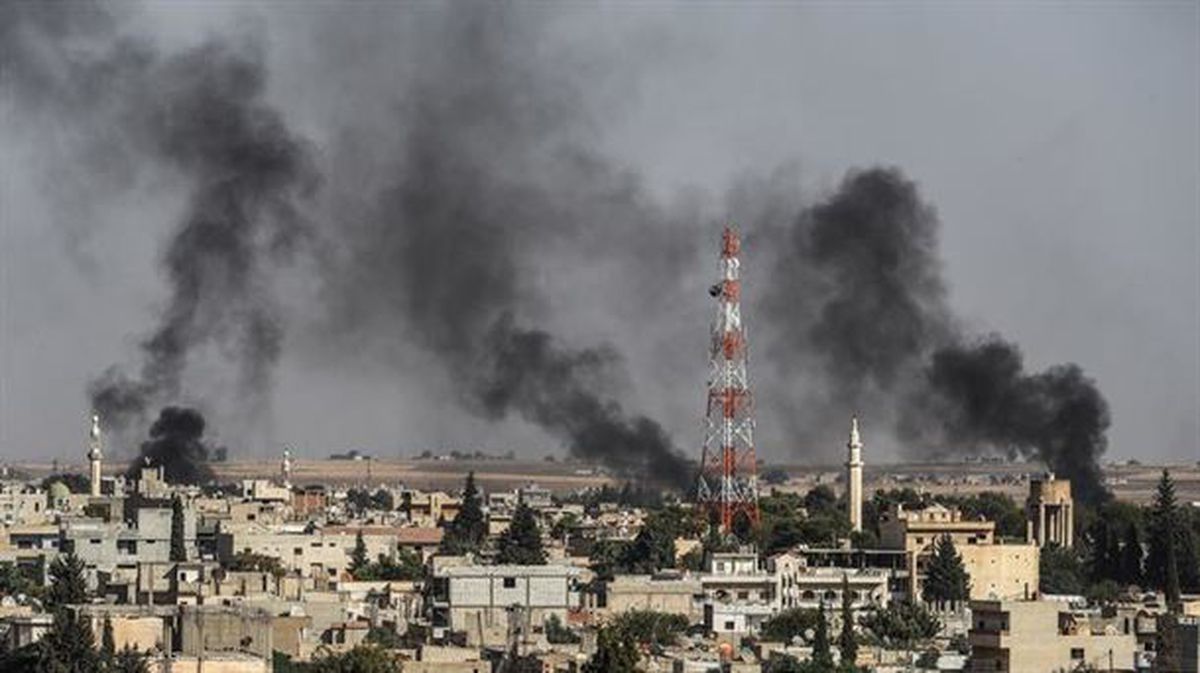 La ciudad de Ras al-Ein bombardeada.