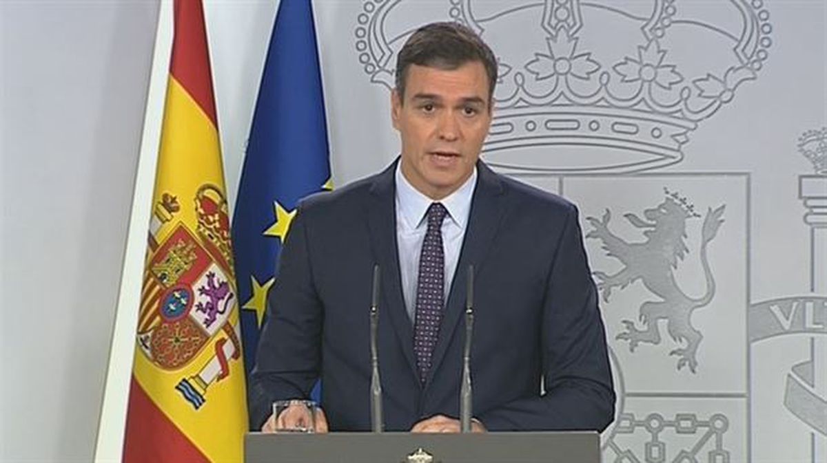 Pedro Sánchez ha comparecido tras la sentencia del 'procés'. Foto obtenida de un vídeo de EiTB. 
