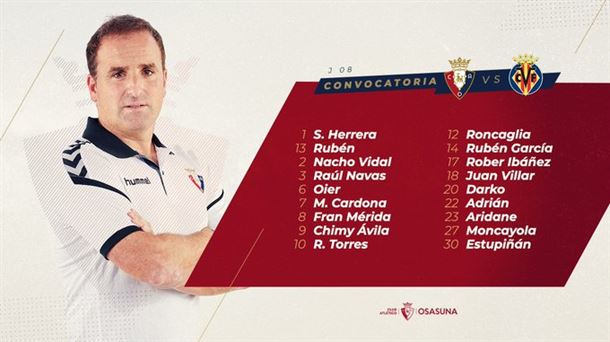 La última convocatoria de Jagoba Arrasate (vía @CAOsasuna).