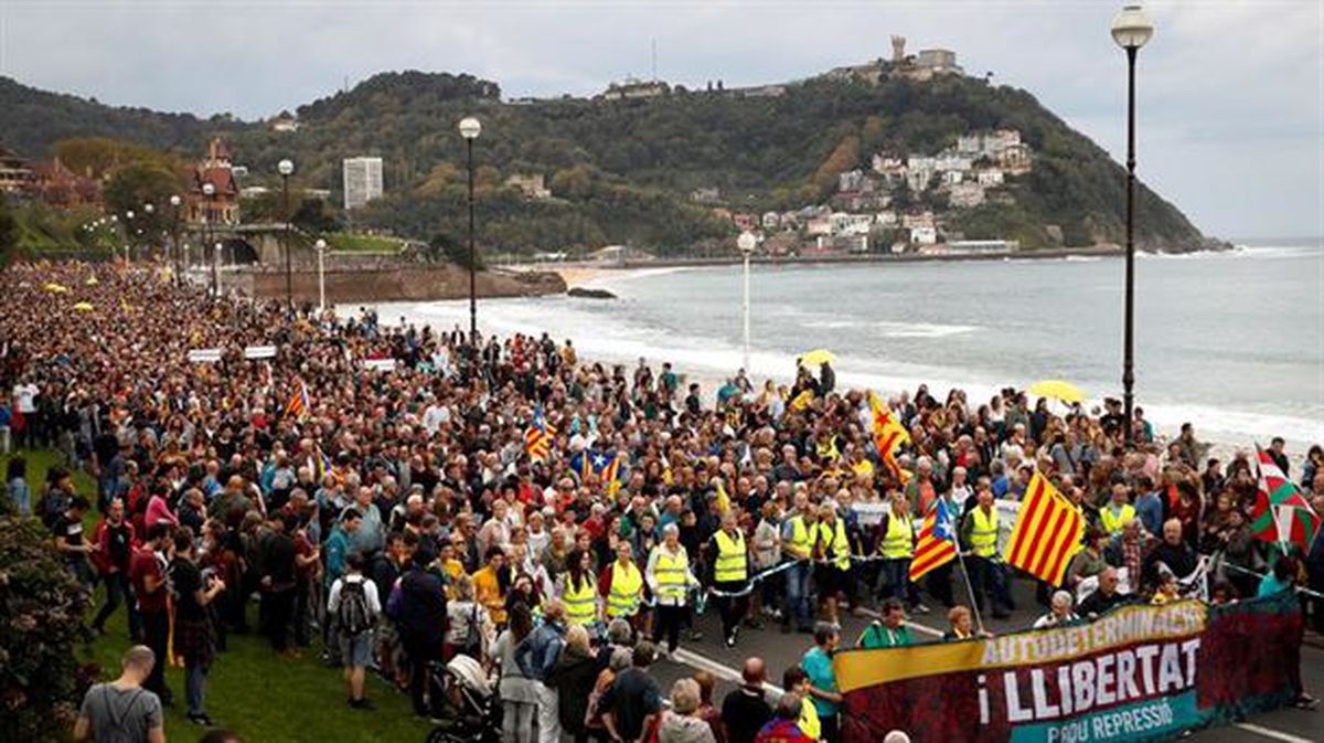 Manifestación contra la sentencia del 'procés' en Donostia. Foto: EH Bildu