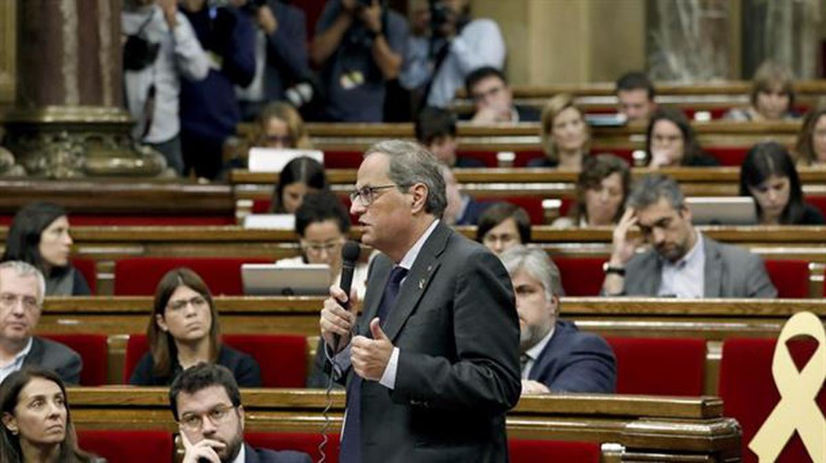 Quim Torra, Kataluniako Parlamentuan. Artxiboko argazkia: EFE