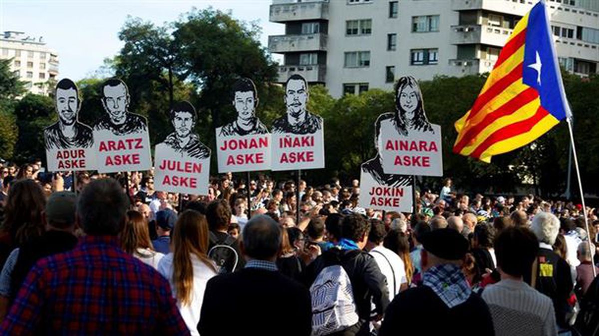 Manifestación celebrada en Pamplona por la liberación de los jóvenes de Alsasua.
