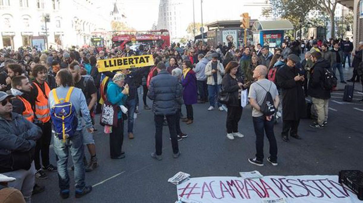 Protesta contra el desalojo de La Jonquera. Foto: Efe