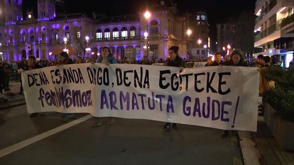 Manifestación en San Sebastián para denunciar la violencia machista