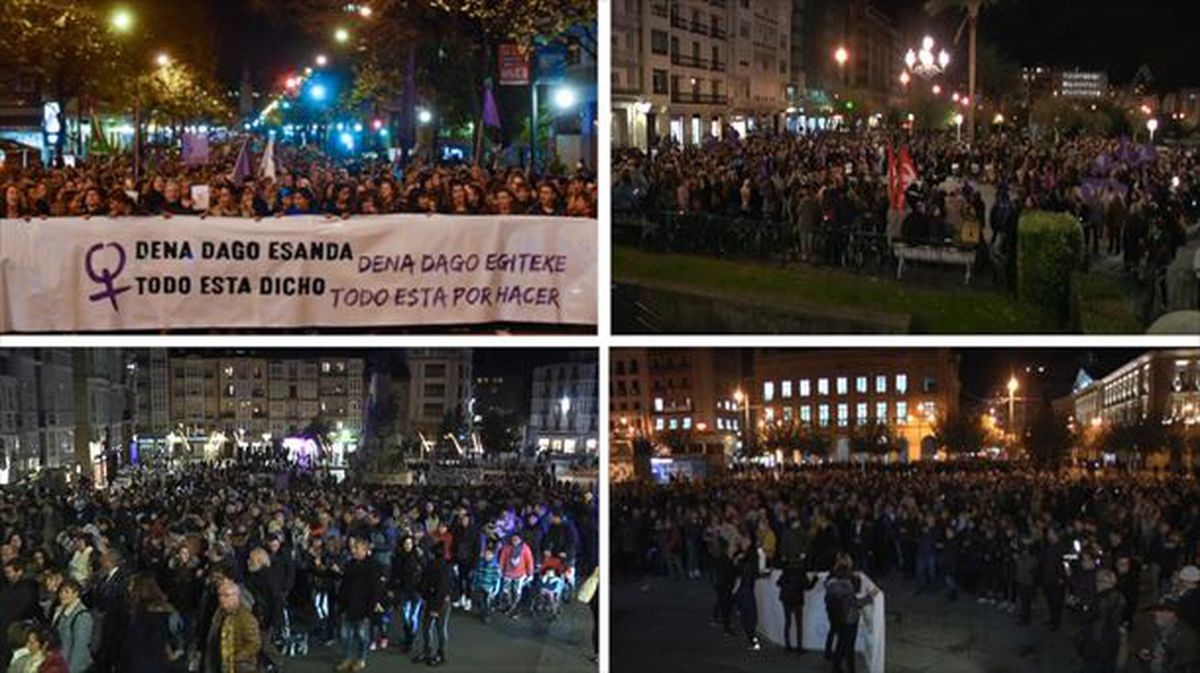 Cabecera de la manifestación feminista en Bilbao.
