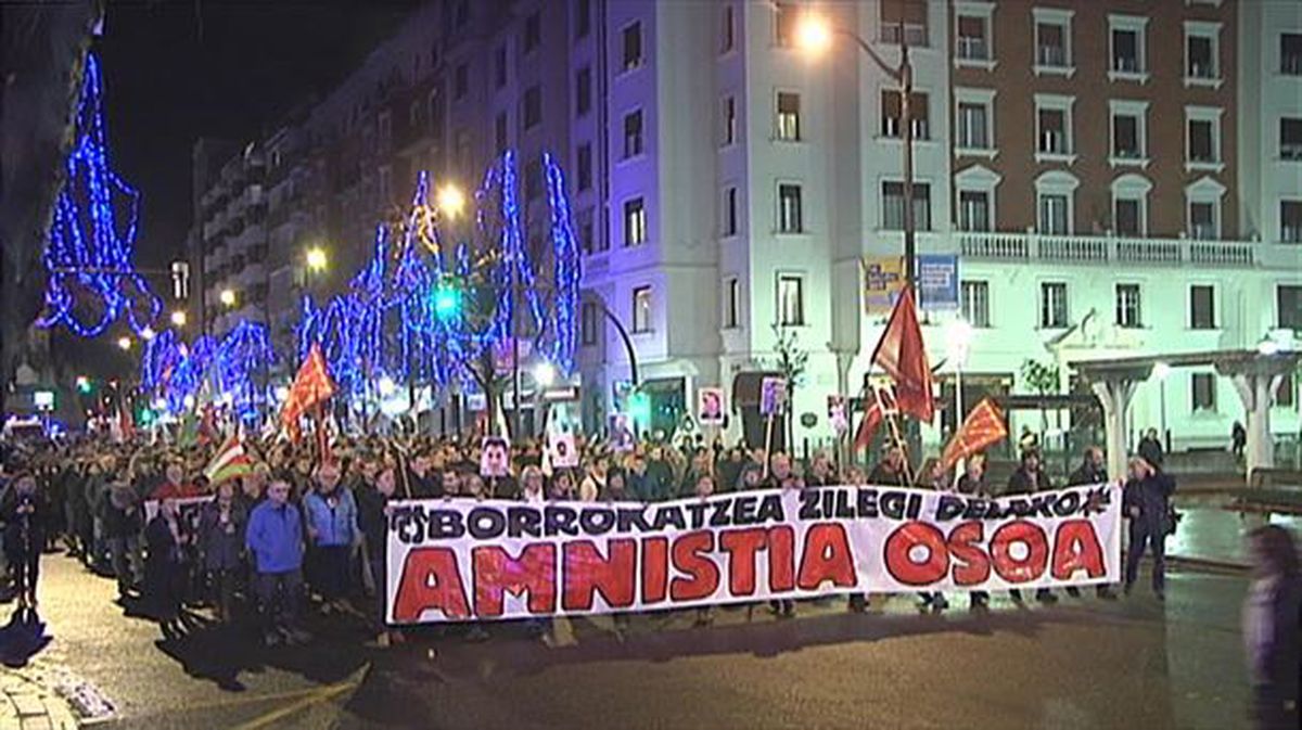 Manifestazioa Bilbon. EiTBko bideo batetik ateratako irudia.