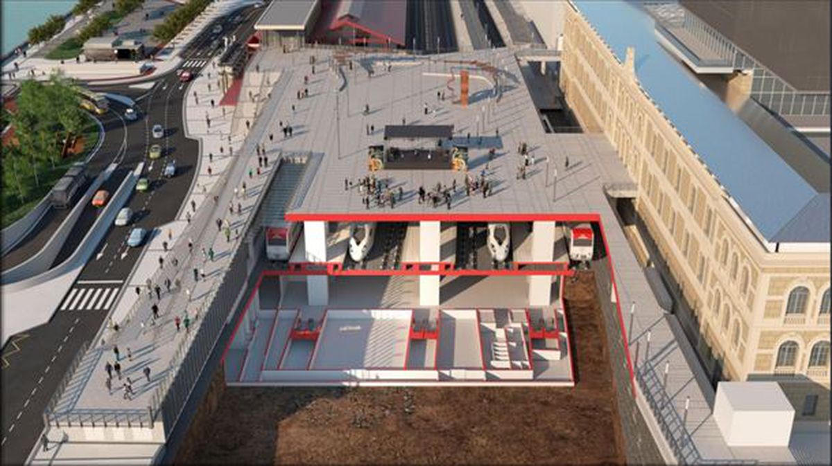 Simulación de la futura estación soterrada del TAV en San Sebastián