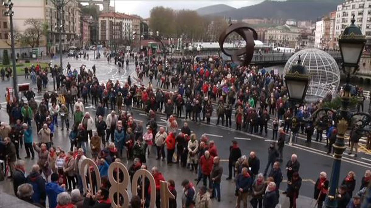 Protesta de los pensionistas en Bilbao. Foto: EiTB