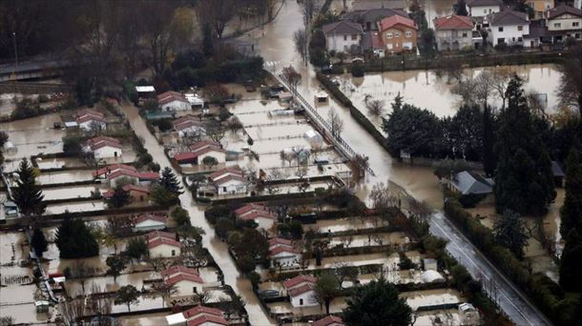 Huertas inundadas tras desbordarse el rio Ultzama el 12 de diciembre. Foto: EFE/ Jesús Diges