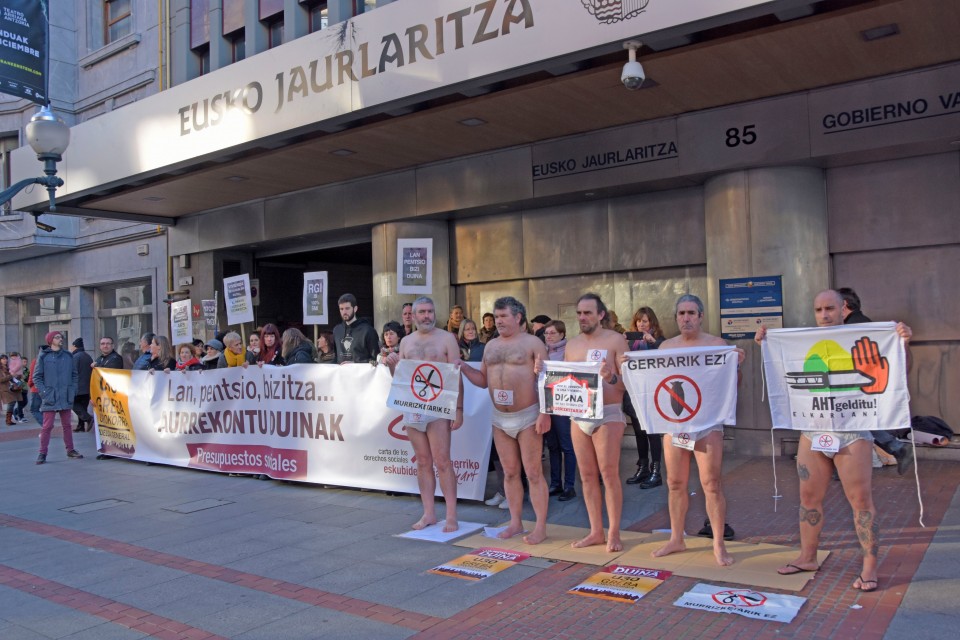 Protesta contra los presupuestos vascos 2020 en Bilbao. Foto: sindicato ELA.