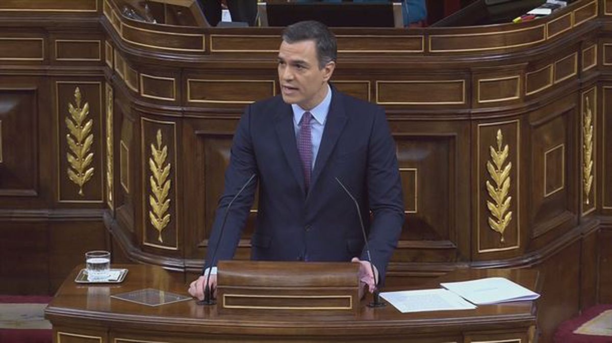 El líder del PSOE, Pedro Sánchez, en el primer día del debate de investidura.