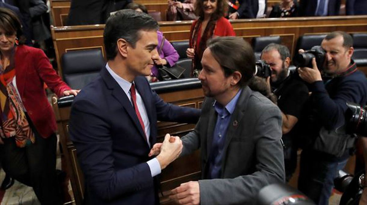 Pablo Iglesias, lider de Unidas Podemos, durante el debate de investidura. Foto: EFE.