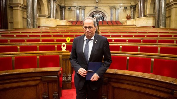 Quim Torra Kataluniako Parlamentuan, artxiboko irudi batean.