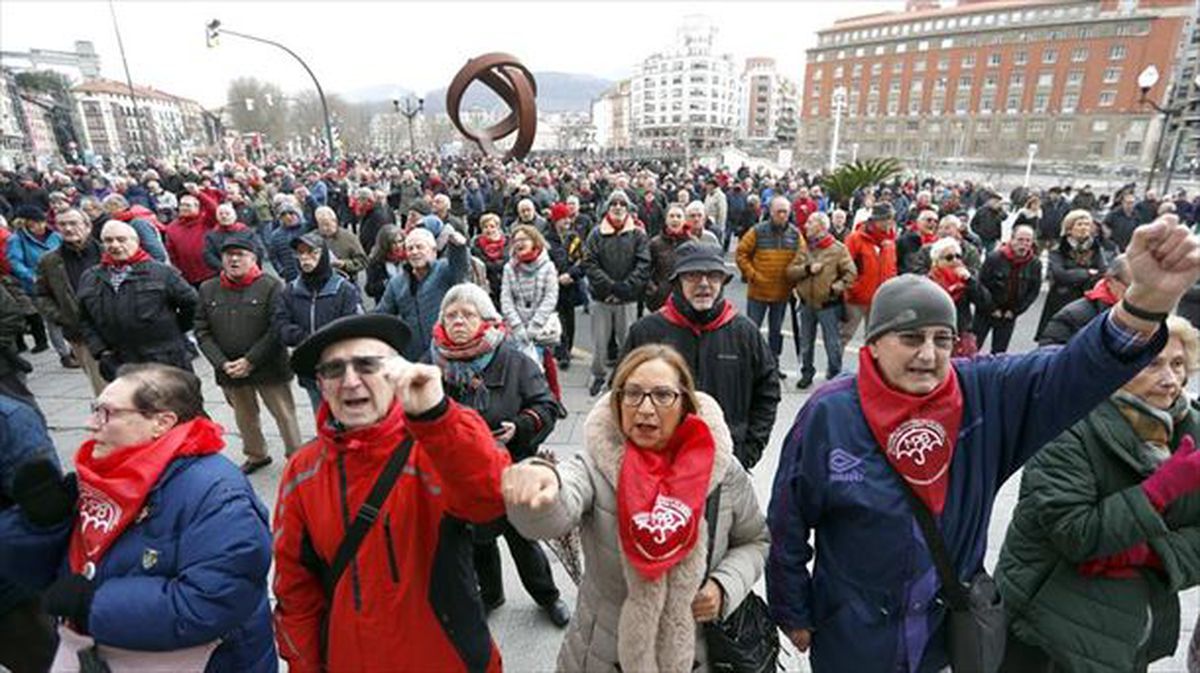Protesta delos pensionistas en Bilbao. Foto: Efe