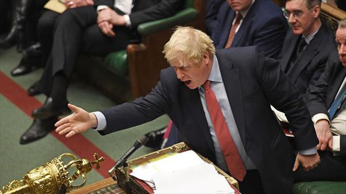 El primer ministro, Boris Johnson, en la Cámara de los Comunes.