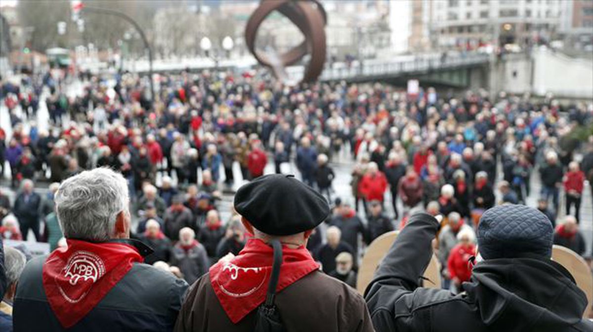 Imagen de archivo de una protesta de pensionistas en Bilbao