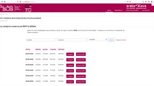 Compra y reserva de billetes vía telemática de las líneas de ÁlavaBus 