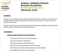 2020ko 'Jarduera poltsa' ireki du Musika Bulegoak