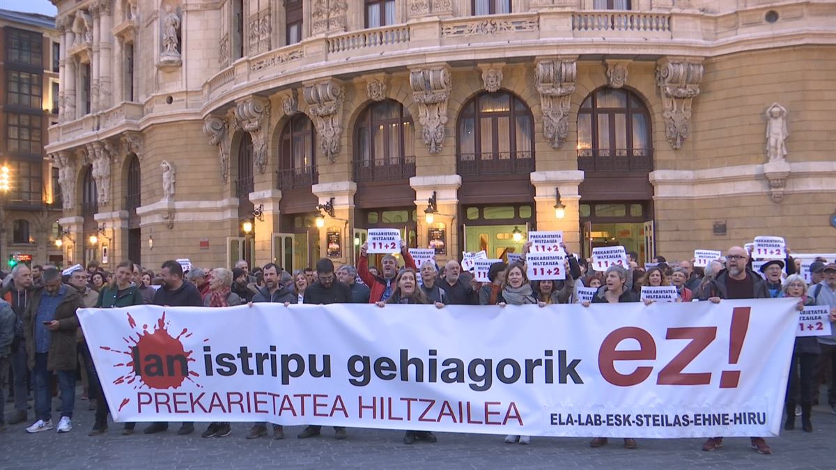 Protesta en Bilbao contra los accidentes laborales.