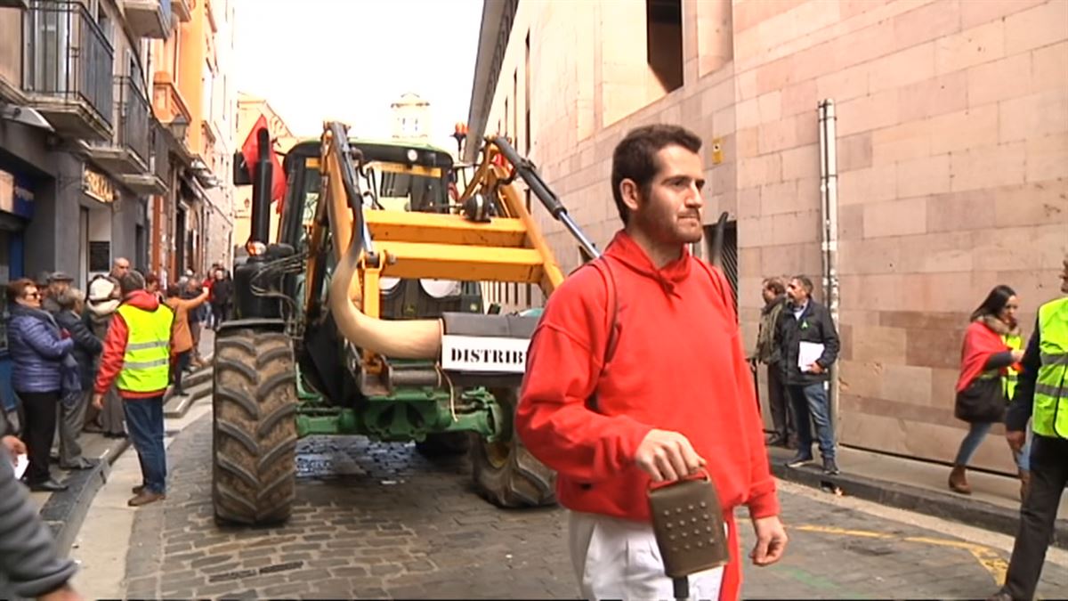 Protesta con tractores. 