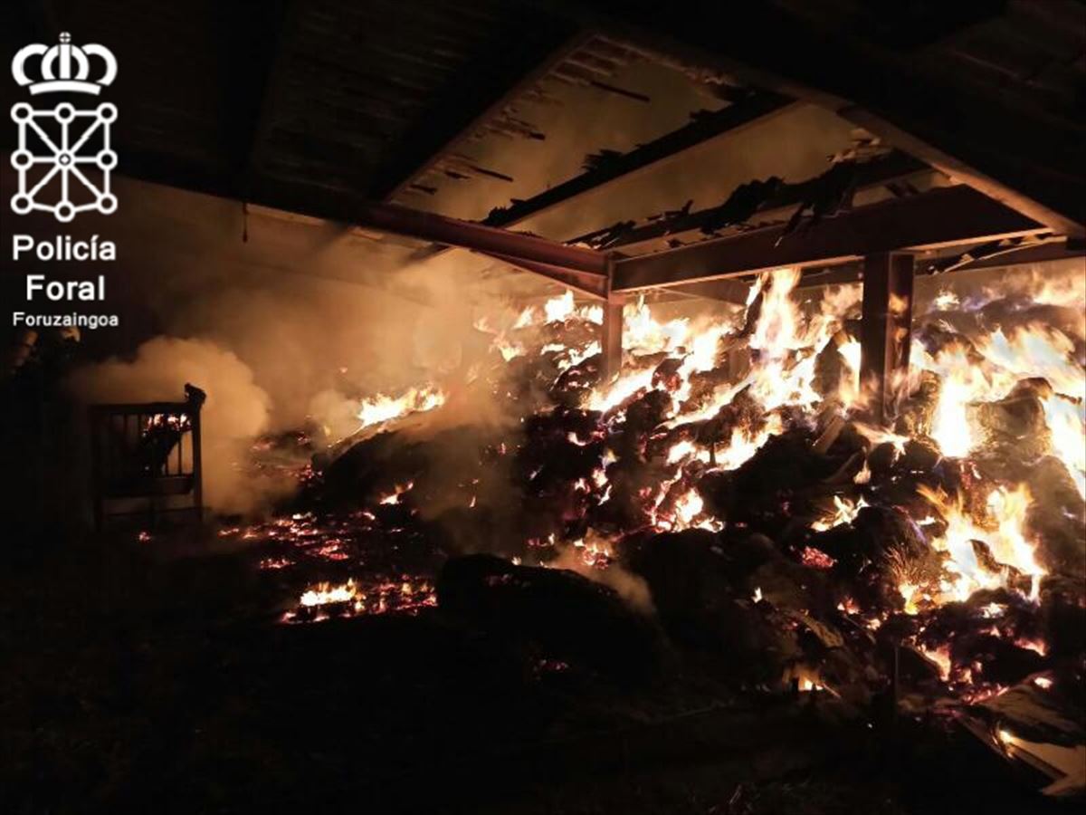 Incendio en una granja de Olazagutía