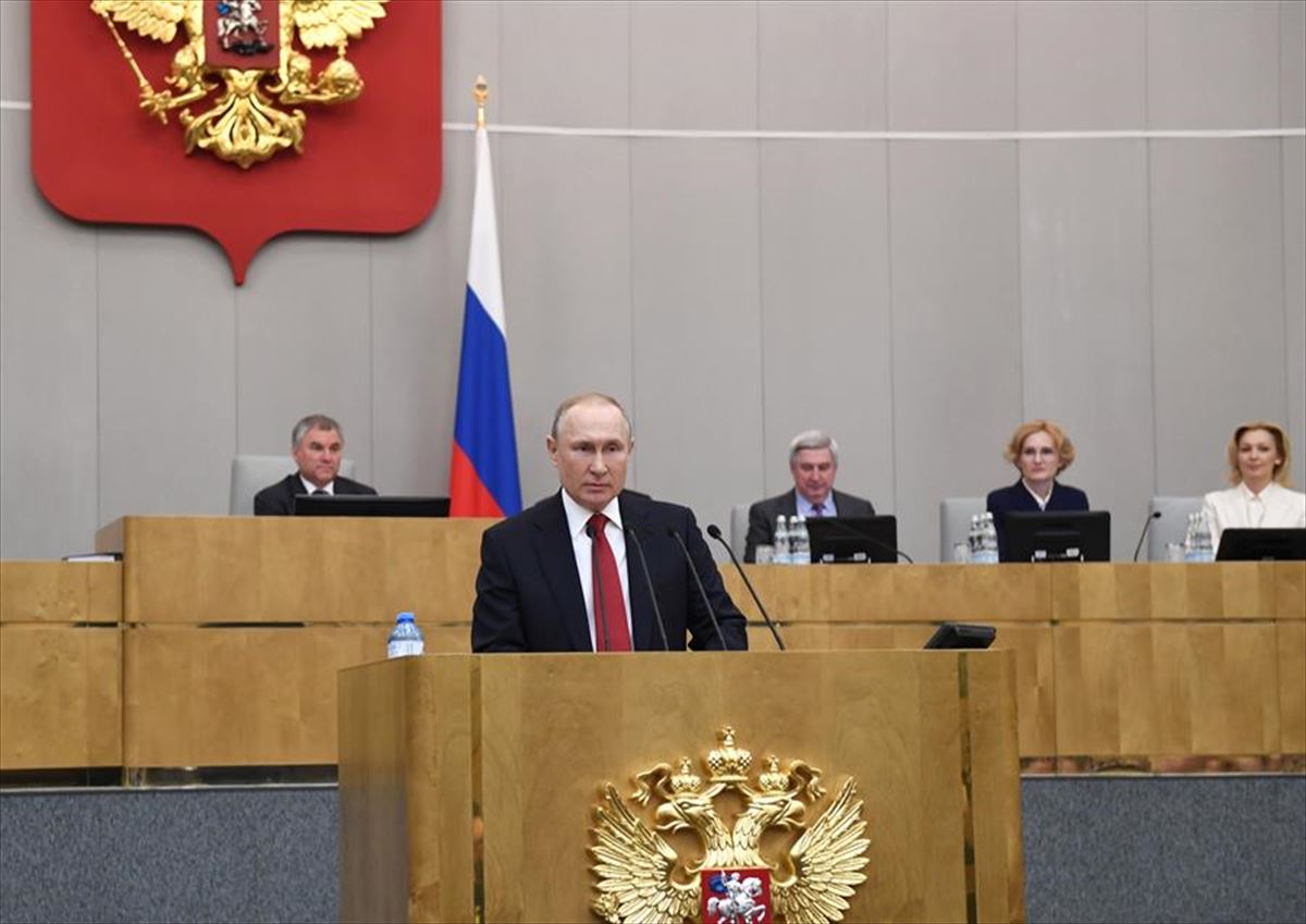 El presidente ruso, Vladímir Putin, en la Duma. Foto: Efe