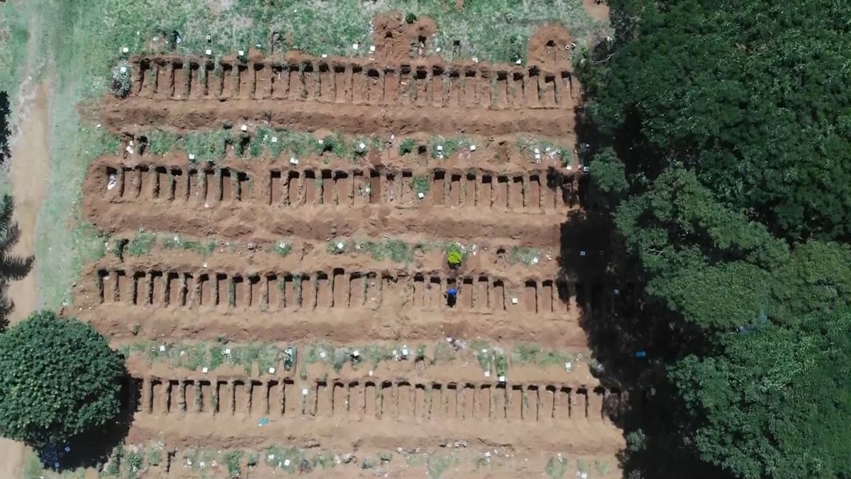 Vista aérea del cementerio de Vila Formosa. Imagen obtenida de un vídeo de Agencias.