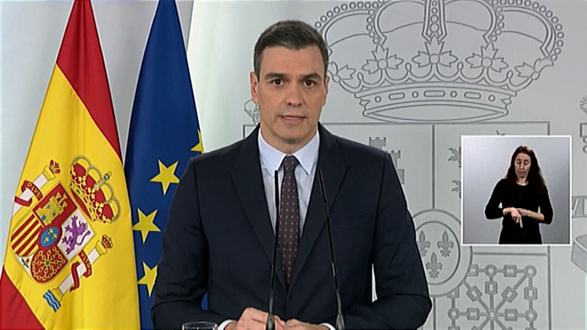 El presidente del Gobierno español, Pedro Sánchez, en rueda de prensa.