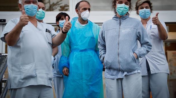 Mascarillas de sanitarios en Donostia-San Sebastián. Foto: Efe