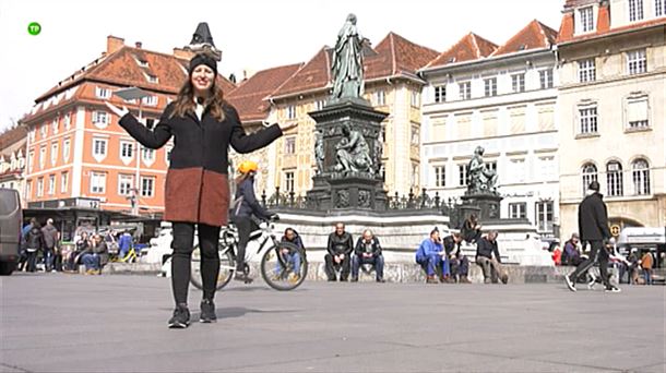 La reportera Leyre Samanes en Graz