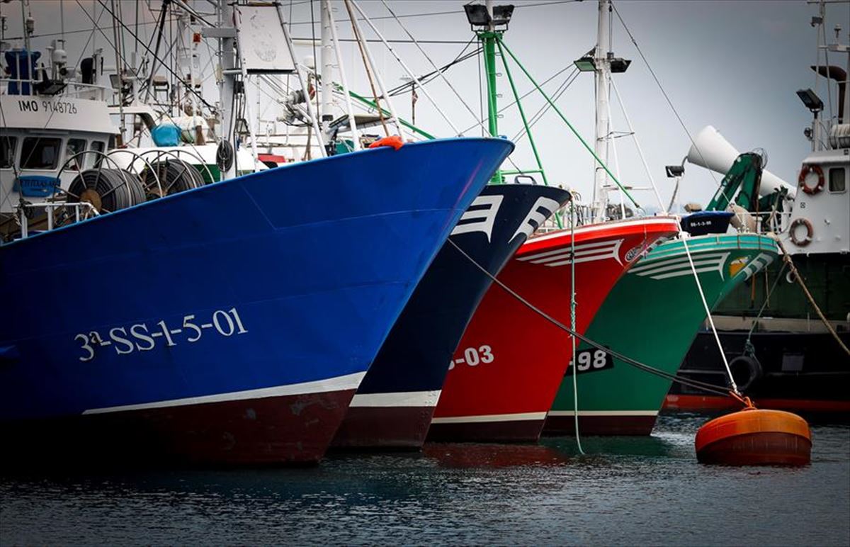 Varios pesqueros en el puerto de Hondarribia. 