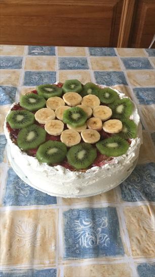 Tarta de plátano y kiwi