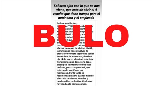 Imagen del bulo difundido sobre los autónomos