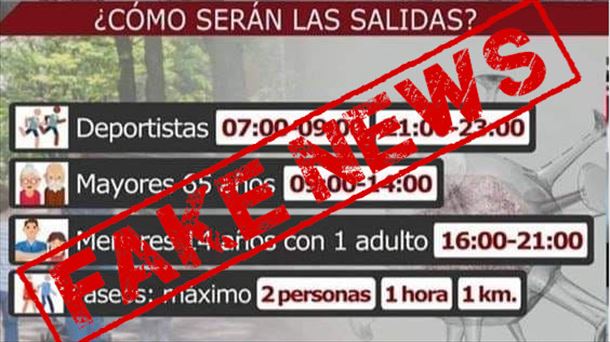 Cartel falso con las condiciones para salir a pasear y hacer deporte. Foto: VOST Euskadi