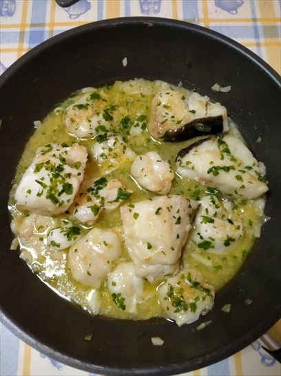 Bacalao skreii con kokotxas