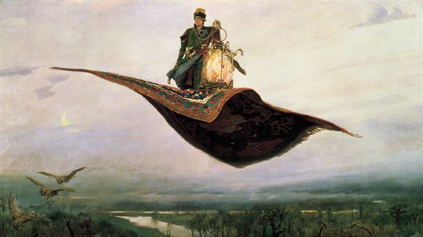 El Pájaro de Fuego capturado por el príncipe Iván. Pintura de Vasnetsov. Wikipedia